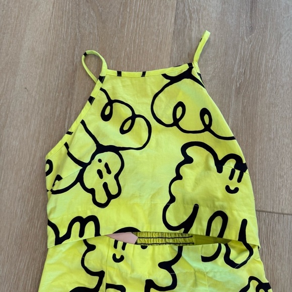 Lazy Oaf Butterfly Novelty Print Cut Out Midi Dress Neon Yellow Sz 2 Art to Wear - Picture 5 of 14